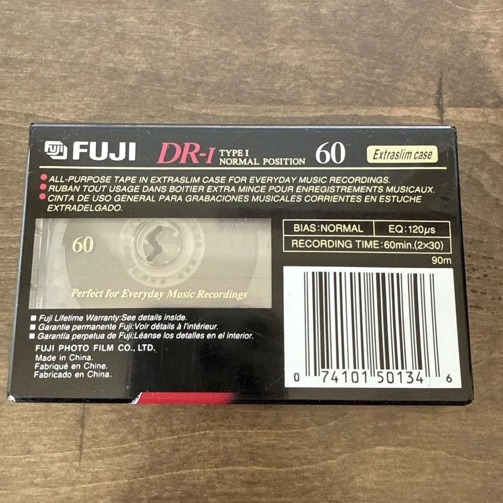 new Fuji Audio Cassette 60 Minutes Normal Bias DR-I Blank Tape Record SEALED